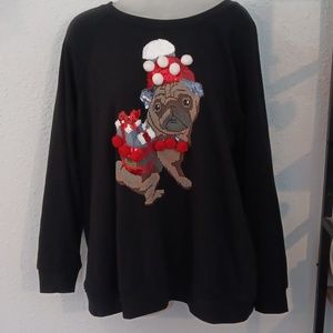 Torrid size 0 black Christmas pug sweater